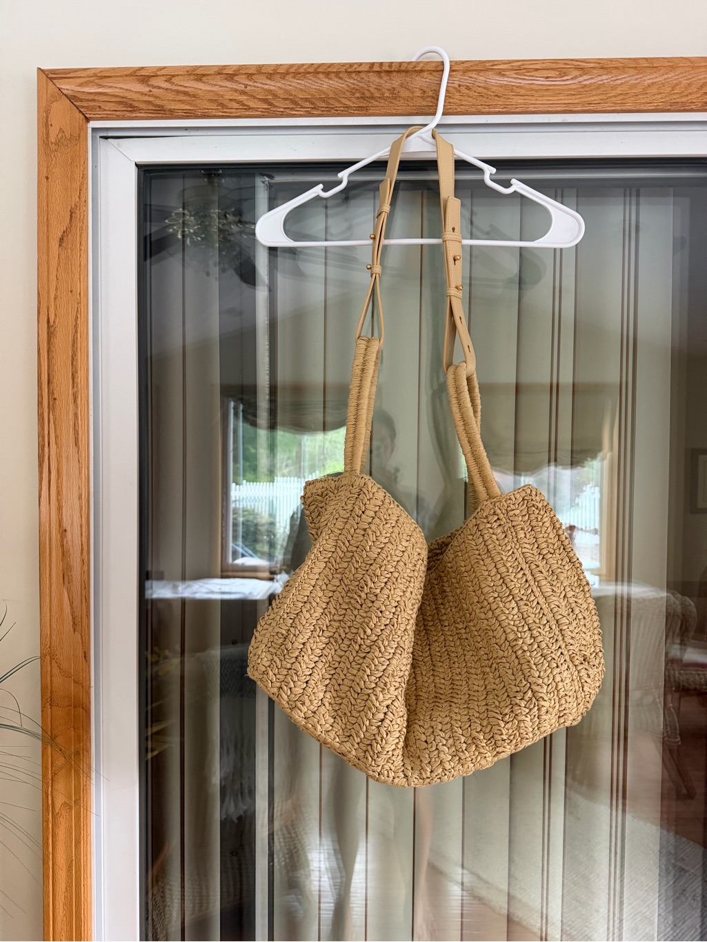 Nanushka Woven Raffia Shoulder Bag With Leather Accents, In Tan